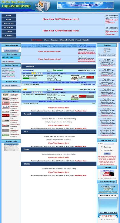 HYIP Listing Pro 2009 - New HYIP-Auto Surf Monitoring Script